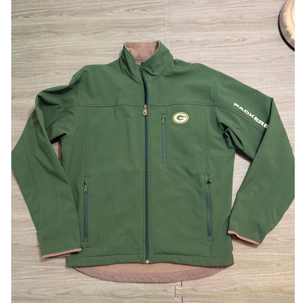 NFL Team Apparel Green Bay Packers Softshell Jacket Mens Medium Green Full Zip